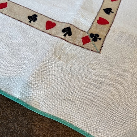 Vintage Card Themed Linen Tablecloth for a Card-Table - Picture 6 of 15